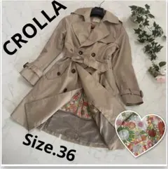 【美品】♡CROLLA / クローラ♡素敵な花柄ライナー付 トレンチコート 36