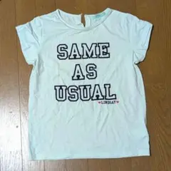 Lindsay リンジィ 半袖Tシャツ 袖リボン 胸元パール L 160