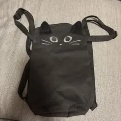 KALDI　猫の顔デザイン ナップサック　黒