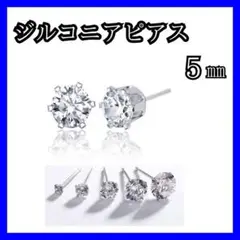 5㎜スタッド ピアス ジルコニアダイア風　シルバーメンズレディース両耳6爪E