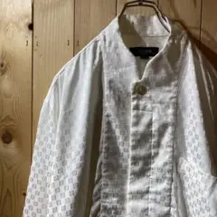 ss4888 CRAYSUN UOMO 総柄 ジャケット シャツ 白 日本製 M