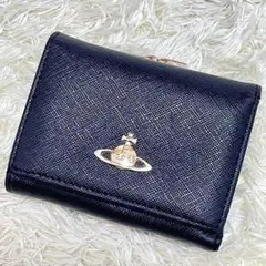 良品✨️ヴィヴィアンウエストウッド 折り財布 オーブ ロゴ金具 黒 がま口