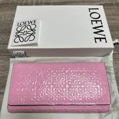 美品 ロエベ アナグラム リピート コンチネンタル ウォレット 長財布 レザー