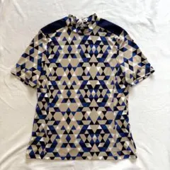 美品☆アクアスキュータム Aquascutum 幾何学模様 タートルネック　半袖