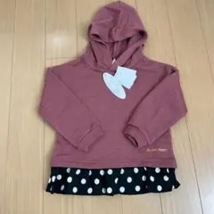 【未使用】キッズ　トップス　フード付　ピンク　100サイズ