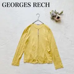 【ジョルジュレッシュ】クルーネックカーディガン（F）シンプル 長袖 無地 黄色