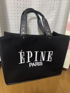ÉPINEロゴ入り 黒 トートバッグ ハートpiping heart studs