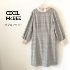 セシルマクビー / チェック柄 Iラインワンピース Mサイズ
