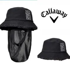 新品■6,930円【キャロウェイゴルフ】レディース　ハット　マスク付　帽子　黒