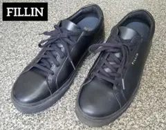 FILLIN ブラックレザー スニーカー