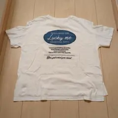 ピンクラテ 肩スリット入り バック刺繍デザインTシャツ　160