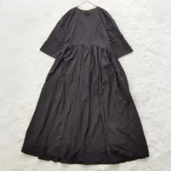 美品❉MERI ミーリー タフタギャザーワンピース ナイロン 黒