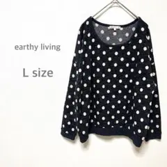 アーリーイブニング　トップス　レディース　美品 ブルーブラック　ドット　L