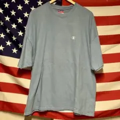 champion Tシャツ メンズ XL ブルー系 刺繍ロゴ