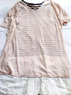 pink adobe 重ね着 ワンピース 半袖 M