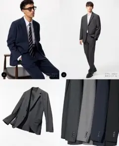 【極美品】メンズL　紺　ユニクロ　感動ジャケット　ウールライク