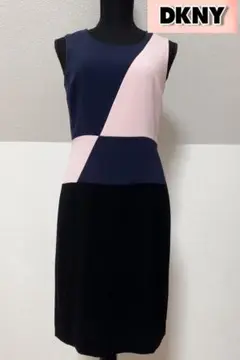 美品DKNY ダナキャランニューヨークノースリーブひざ丈ワンピース