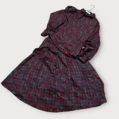 ジョーンモア　セットアップリボンタイブラウスフレアスカート(S)レッドペイズリー