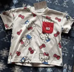 新品タグ付き　匿名配送　キティー　Tシャツ　総柄　ポケット付き　90センチ 半袖