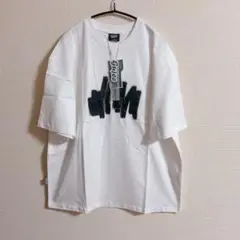 Gyujee 【XL】ホワイト Tシャツ ブラックプリント