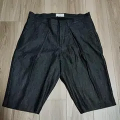 lot holon ダークグレー プリーツデニムショートパンツ
