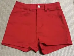キッズ デニム ショートパンツ レッド 赤色
