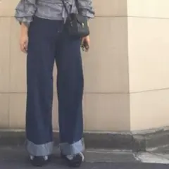 【美品】 ZARA WOMAN パンツ　デニム　ジーパン　ジーンズ　ロールアップ