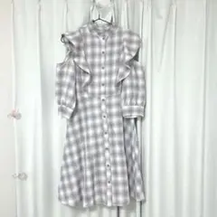 【美品】titty&co. チェック柄フリルロングワンピース