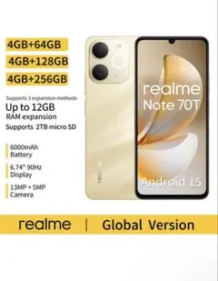 Realme Note 70T グローバル版 スマートフォン 4GB+256GB