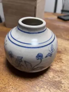 李朝青花　蘭紋壺　建水　花器　茶道具　煎茶道具　骨董　アンティーク