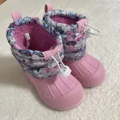 子供用スノーブーツ ピンク 雲と虹柄　ミニー