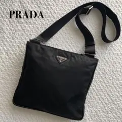 極美品✨プラダ ナイロンサフィアーノショルダーバッグ 三角ロゴプレート ブラック