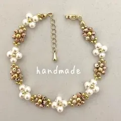 ✴︎専用✴︎ ビーズ　ブレスレット　ハンドメイド　　韓国　くすみピンク　ストーン調