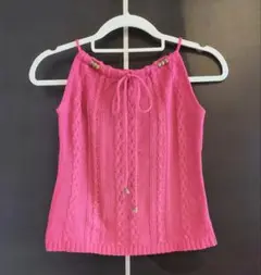 ピンク ケーブル編み キャミソール