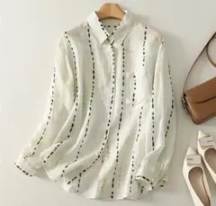 絶対欲しい シャツ ブラウス ゆったり 薄手 プリント レトロ 着心地いい