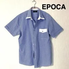 EPOCA UOMO✨美品✨半袖シャツ 青と白のチェック柄　サイズ46