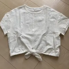 GU ホワイト クロップドTシャツ　130