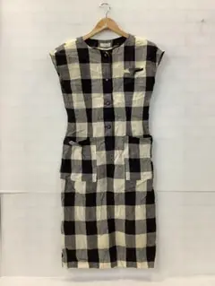 8.18◎A924P◎ヴィンテージ◎ロングワンピース◎チェック◎ノースリーブ
