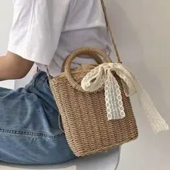 かごバッグ ショルダーバッグ レース SHEIN シーイン　かごショルダー
