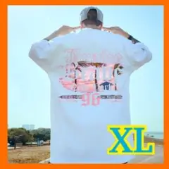 英字プリント　XLサイズ　ユニセックス 　おしゃれ ホワイト　Tシャツ