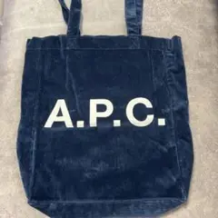 A.P.C. ネイビー コーデュロイ トートバッグ