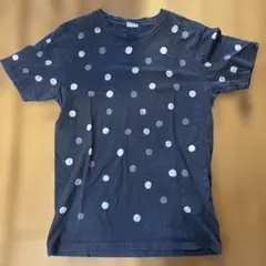 ドット柄 ブラック/グレー Tシャツ L