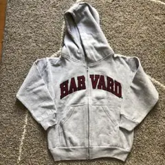 アメリカ購入　HARVARDロゴ入り ライトグレー パーカー フルジッパー