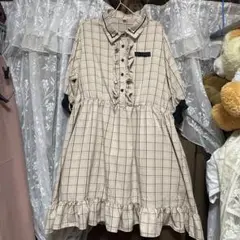 大きいサイズ＊4XL チェック柄ワンピース