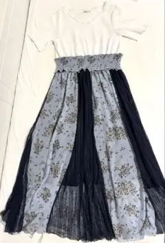 axes アクシーズファム 切替え スカート ドッキングワンピース M 花柄