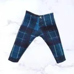 オビツ11 ねんどろいど どーる 服 パンツ チェック ブルー、、