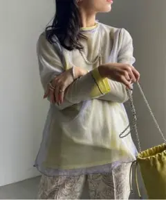 アメリ　SIMPLE DOUBLE COLOR TOP　シアートップス