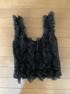 フリルデザイン ブラックチュールバッグ