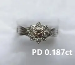 0.187ct ファンシーBオレンジピンク ダイヤモンド フラワープラチナリング