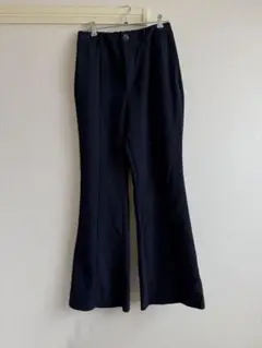 ネイビー フレアパンツ ゴムウエスト